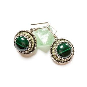 NEW ROSS-SIMONS Earrings Peridot Malachite Sterling Silver Statement NEW W/ TAGS